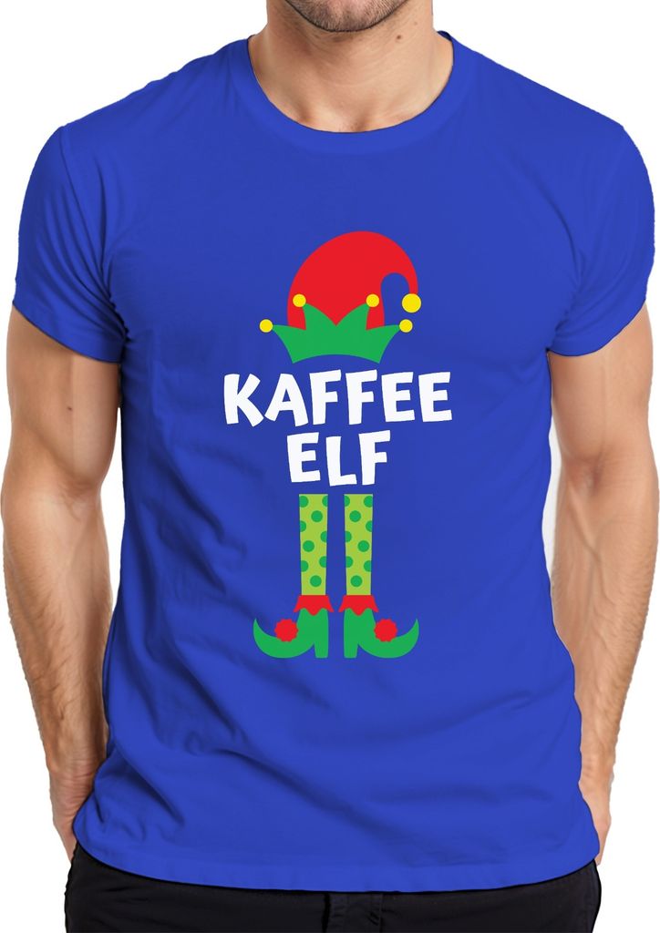 Kaffee Elf Kaffeetrinker - Weihnachten Weihnachtsgeschenk Christmas Herren T-Shirt, Blau, 3XL