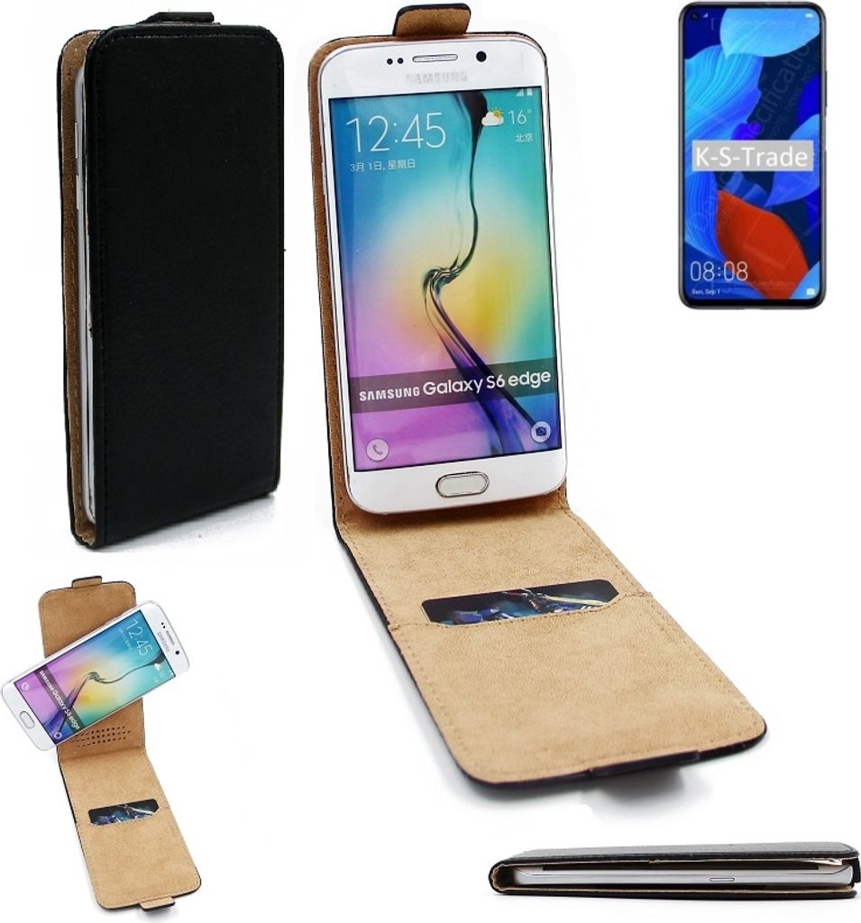 K-S-Trade Schutzhülle Handyhülle kompatibel mit Huawei nova 5T Flipstyle 360° Smartphone Tasche, schwarz, Case Flip cover