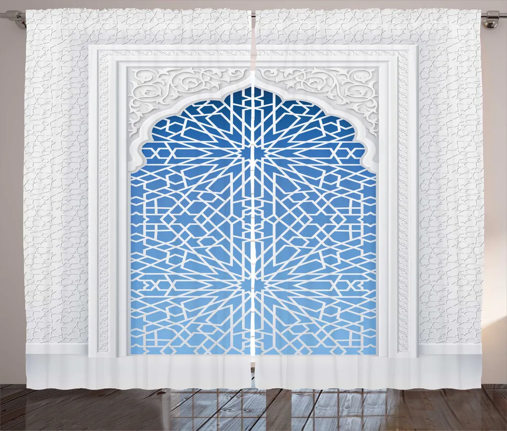 Rideaux de salon universels à motif oriental ethnique 280 x 225 cm Bleu
