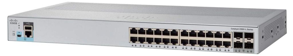 Cisco Catalyst 2960L-SM-24TQ - Switch - Smart - 24 x 10/100/1000 + 4 x 10 Gigabit SFP+ (Uplink) - Desktop, an Rack montierbar