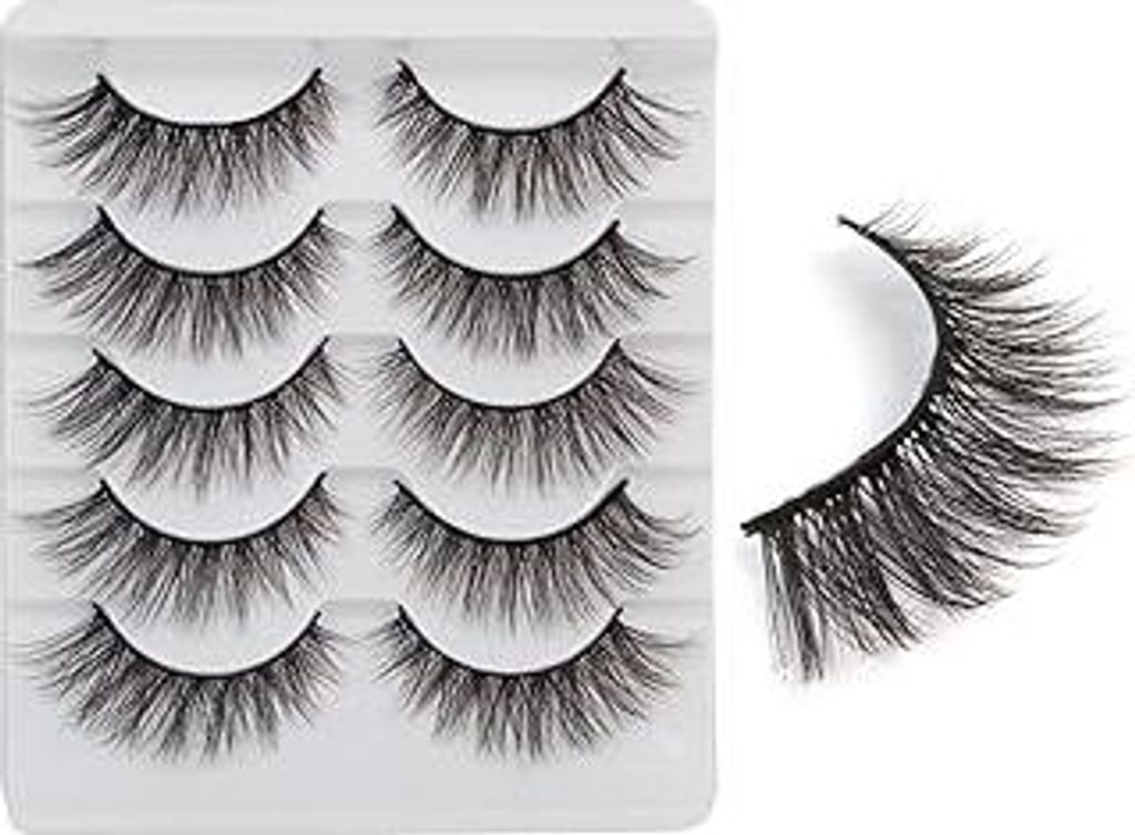 3D Falsche Wimpern, Künstliche Natürlicher Look Verlängerung Fake Wimpern Set Lange Volumen Vegan Wiederverwendbare Handgefertigte Gekreuzte Wei...