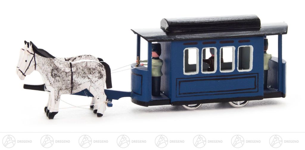 Miniatur Straßenbahn mit Pferden Höhe ca 4 cm NEU