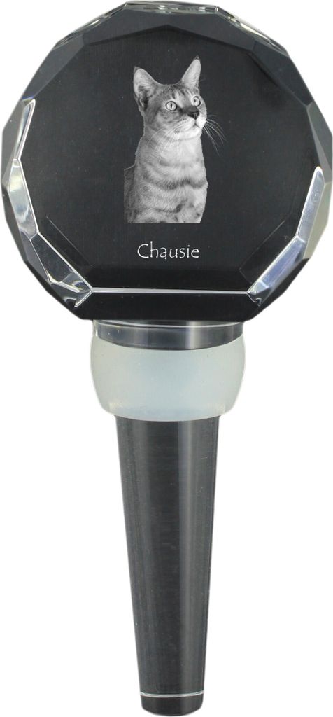 Chausie - Kristallflaschenverschluss mit Katze, einzigartiger Weinverschluss mit Foto, personalisiertes Geschenk für Sommelier der Marke Art-Dog