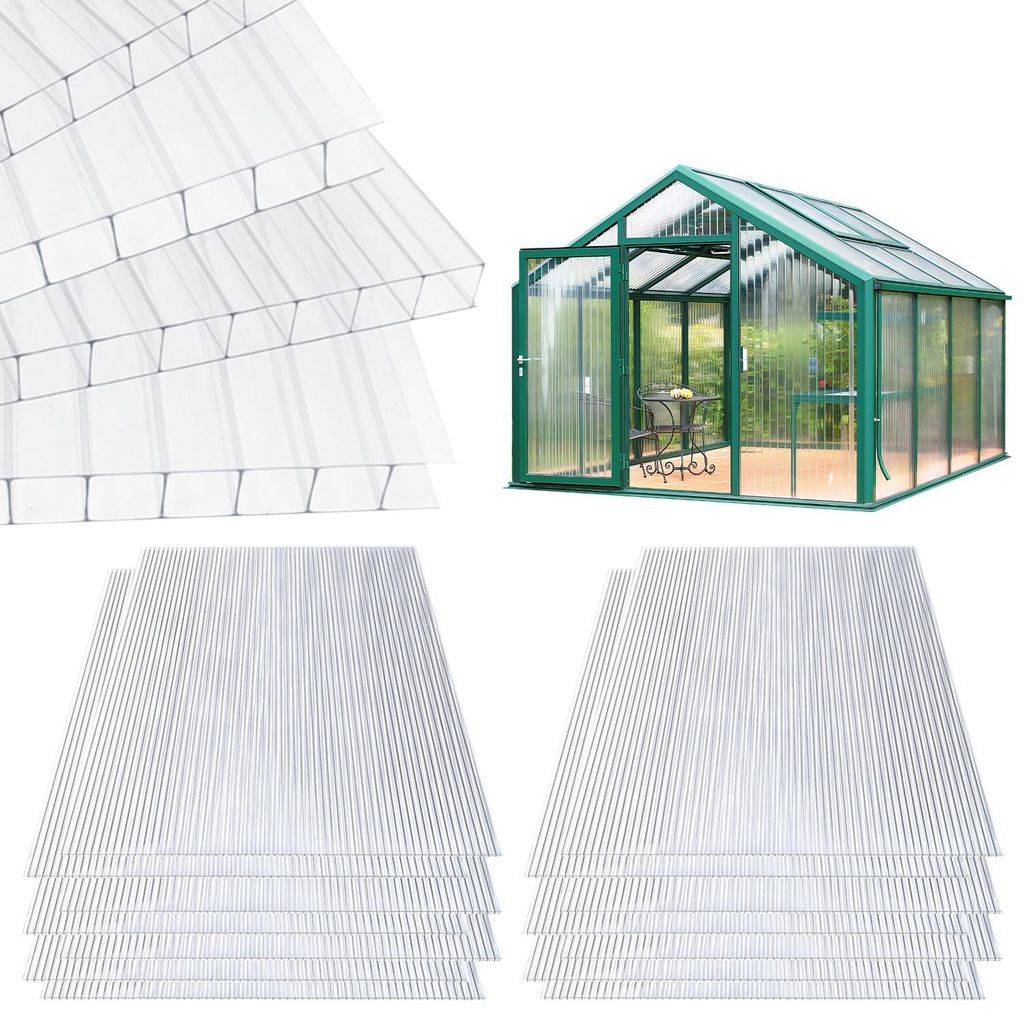 Polycarbonat Stegplatten Set 10 Stück 8 mm klar, 0,1 kg/m², Produktbild 