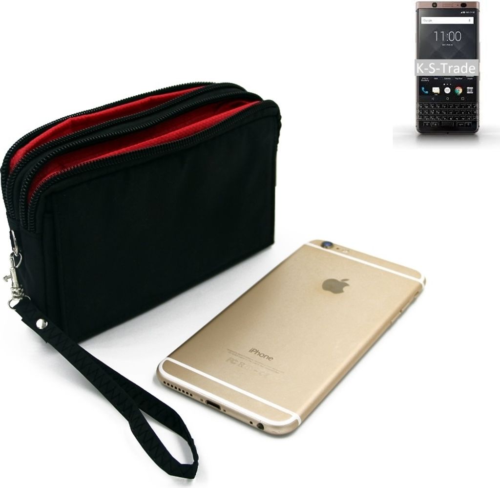 K-S-Trade Schutz Hülle Handy Hülle kompatibel mit Blackberry KEYone Bronze Edition Gürteltasche Travelbag Handytasche mit Zusatzfächern, schwarz