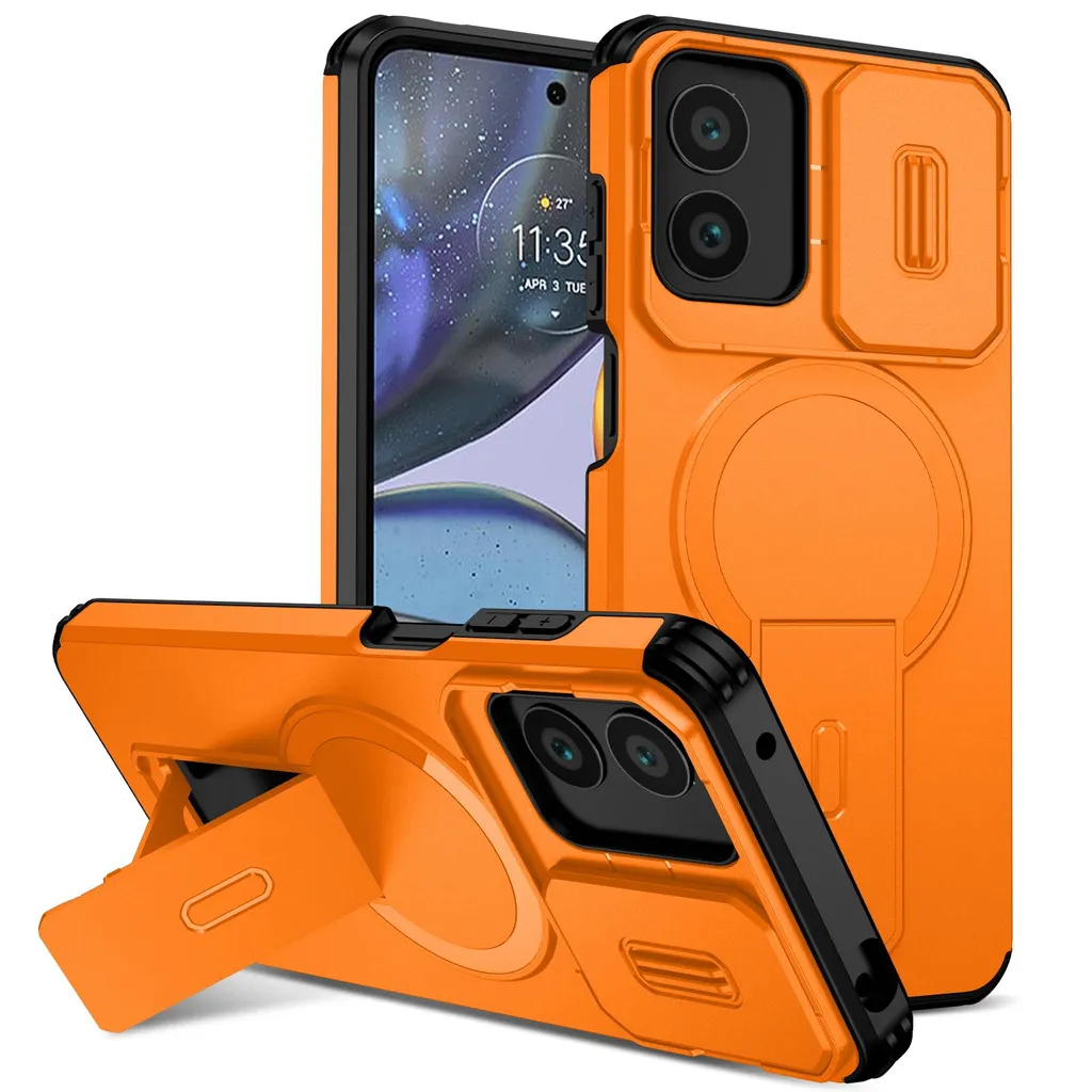 Custodia Magnetica Motorola Moto G22 / G Play 2024 Arancione Antiurto