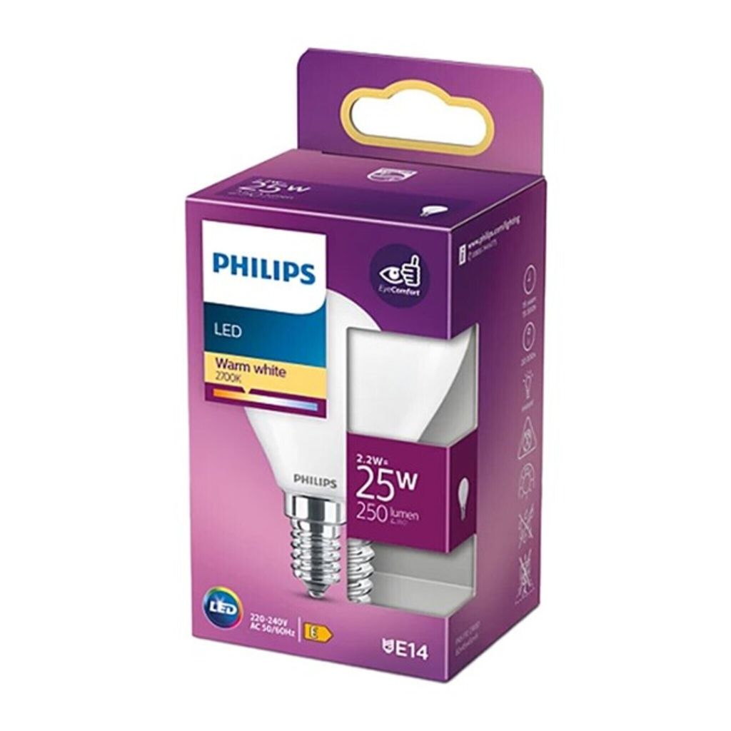 A product box for a Philips LED light bulb.
