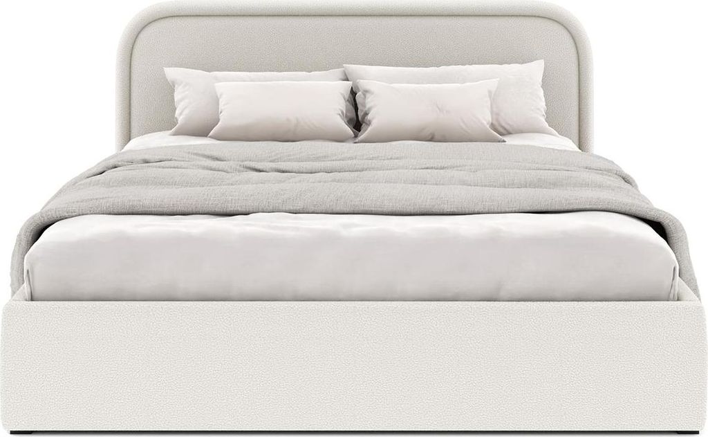 FEDVE Polsterbett JUKO aus Bouclé-Stoff 160x200 cm, Cremeweiß