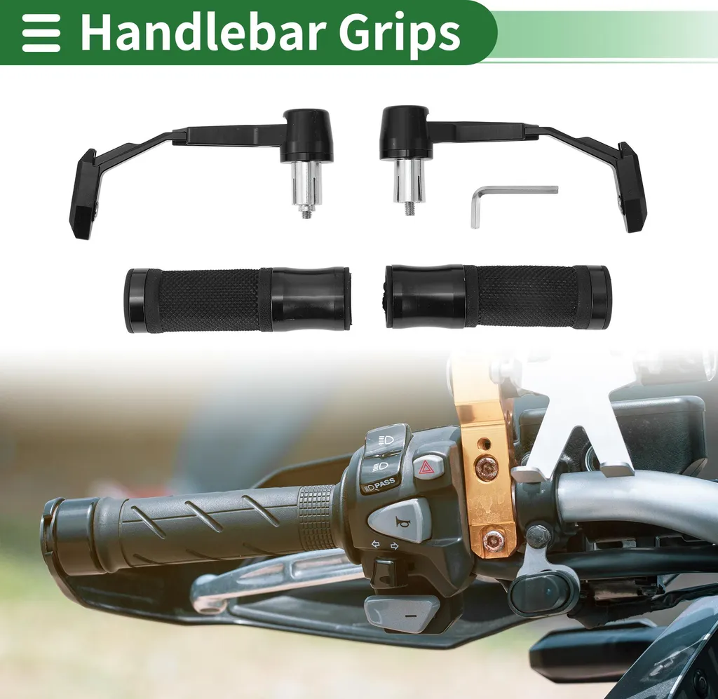 Poignées Moto Universelles Antidérapantes pour Guidon de 22mm Noir