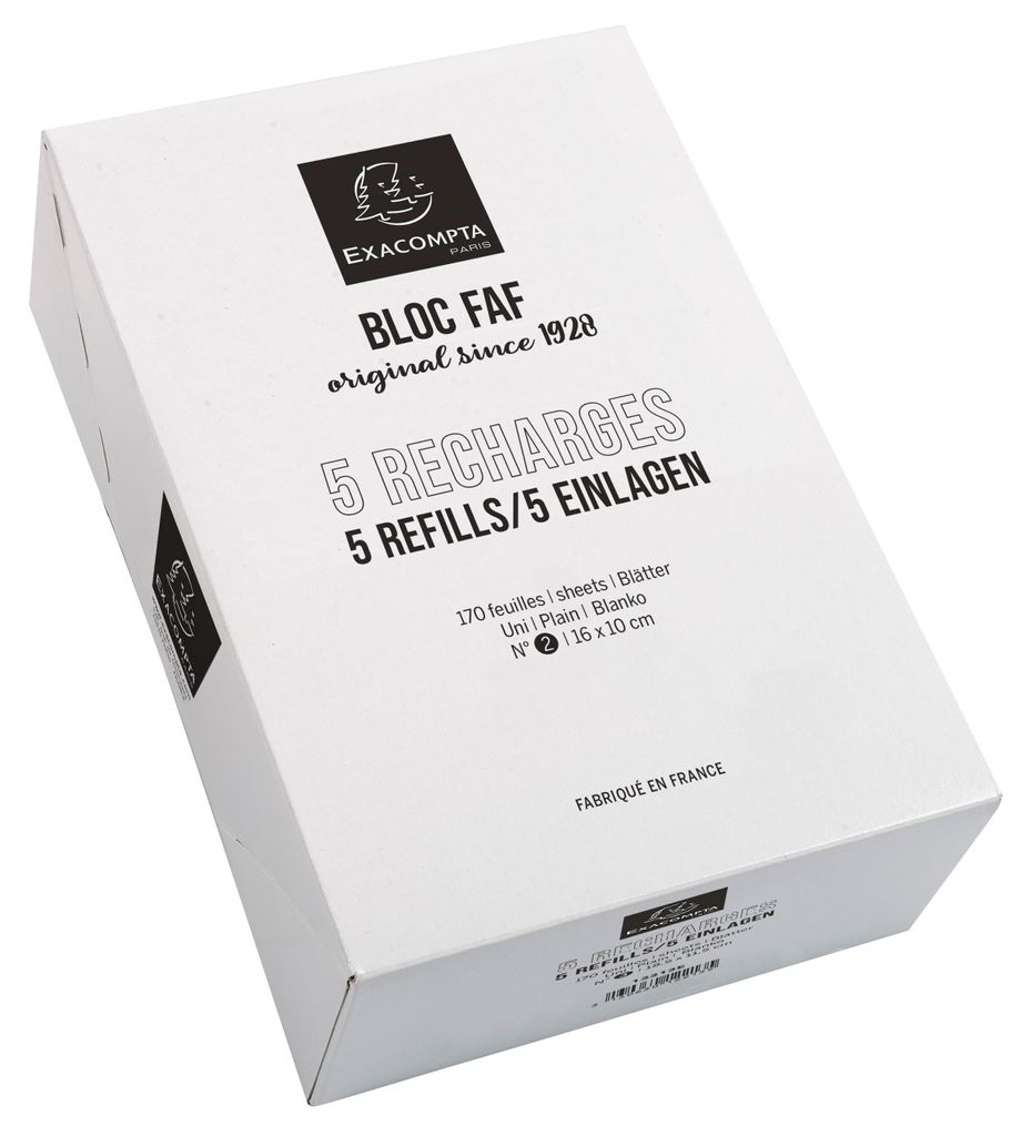 Exacompta BTE 5 RECHARGES FAF 16/10 N°2 UNI Blanc 12212E Image du produit 