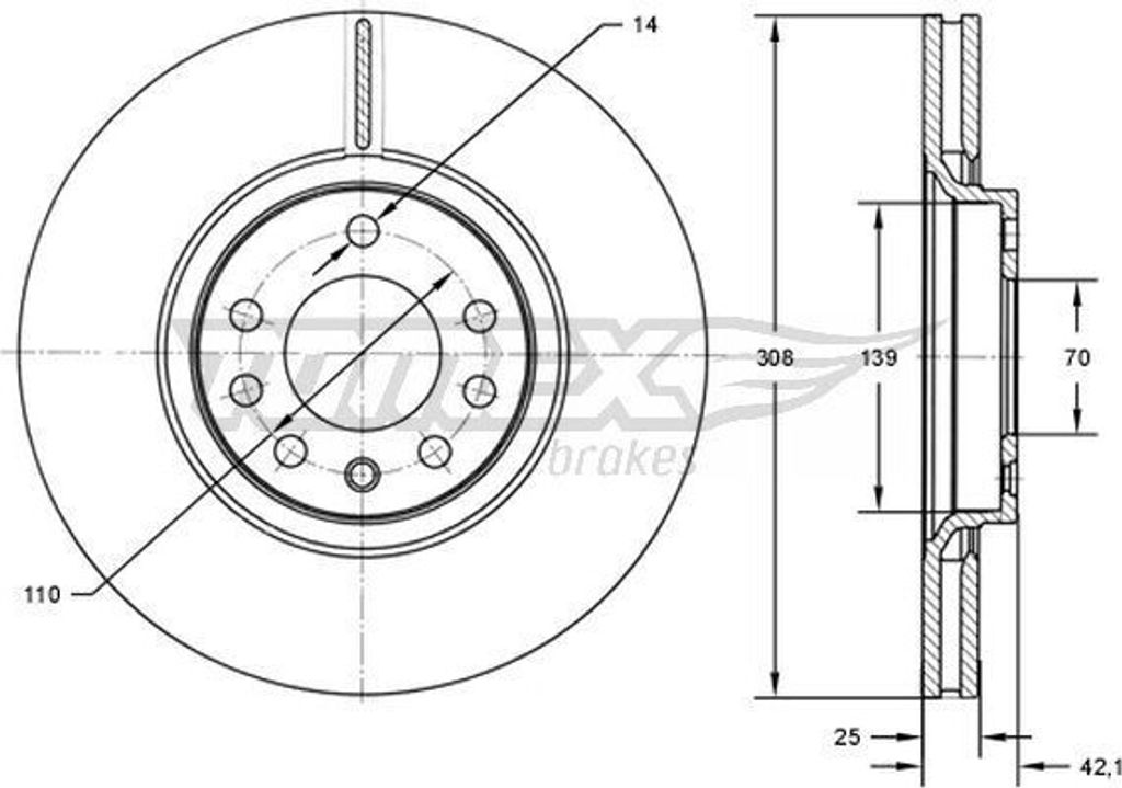 2x TOMEX brakes Bremsscheibe TX 72-03 vorne für OPEL Corsa D Schrägheck (S07)