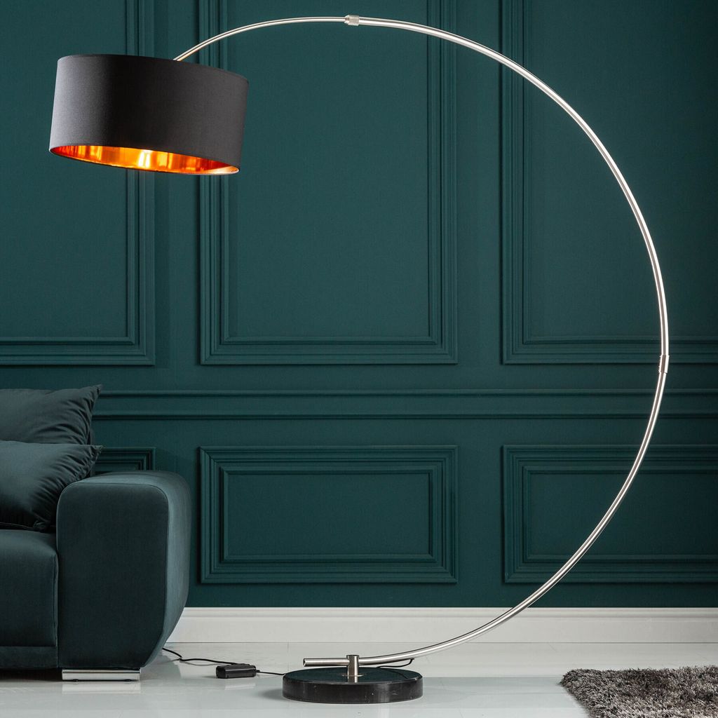 riess-ambiente Dimmbare Bogenlampe PYTHON 190cm schwarz gold Retro Bogenleuchte Stehleuchte Stehlampe Lampe Leuchte