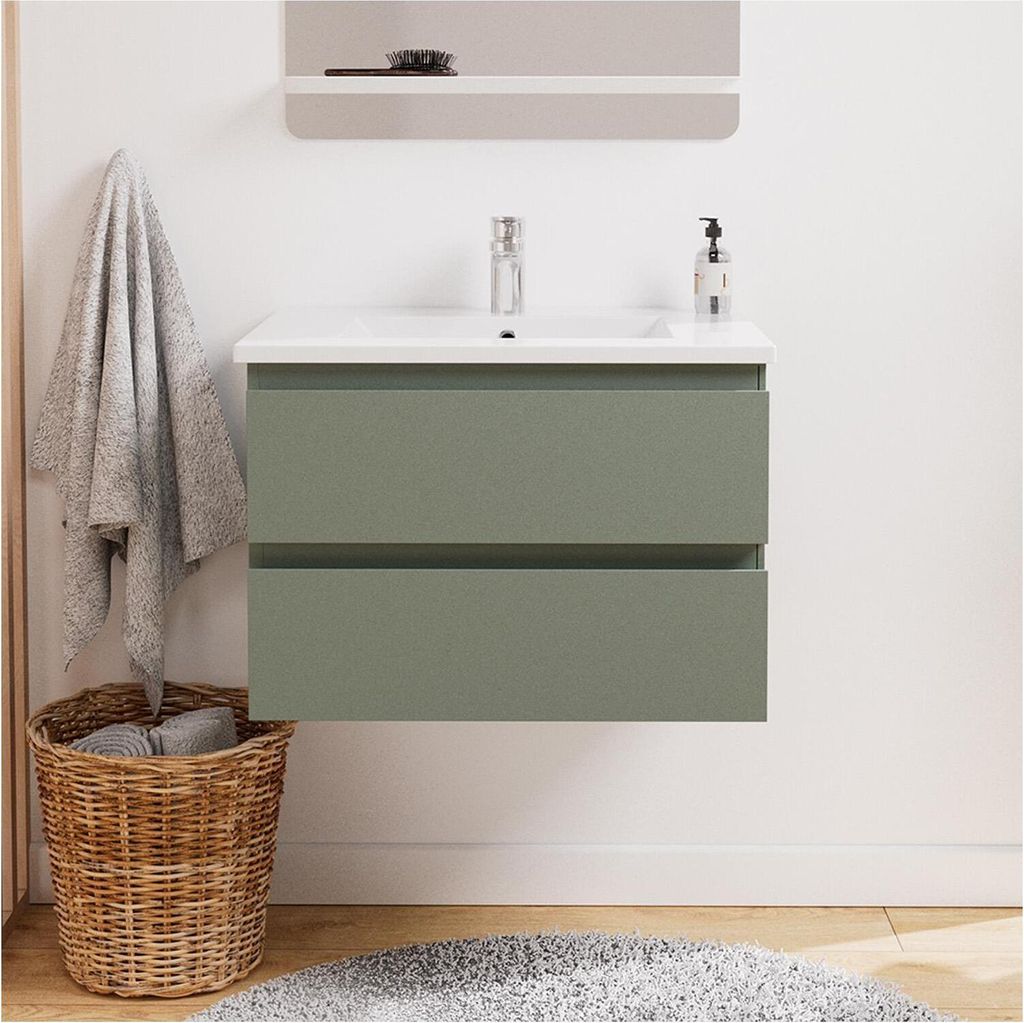 Einzelwaschtisch-Set 60 cm mit Keramikplatte und Chromhahn SORRENTO