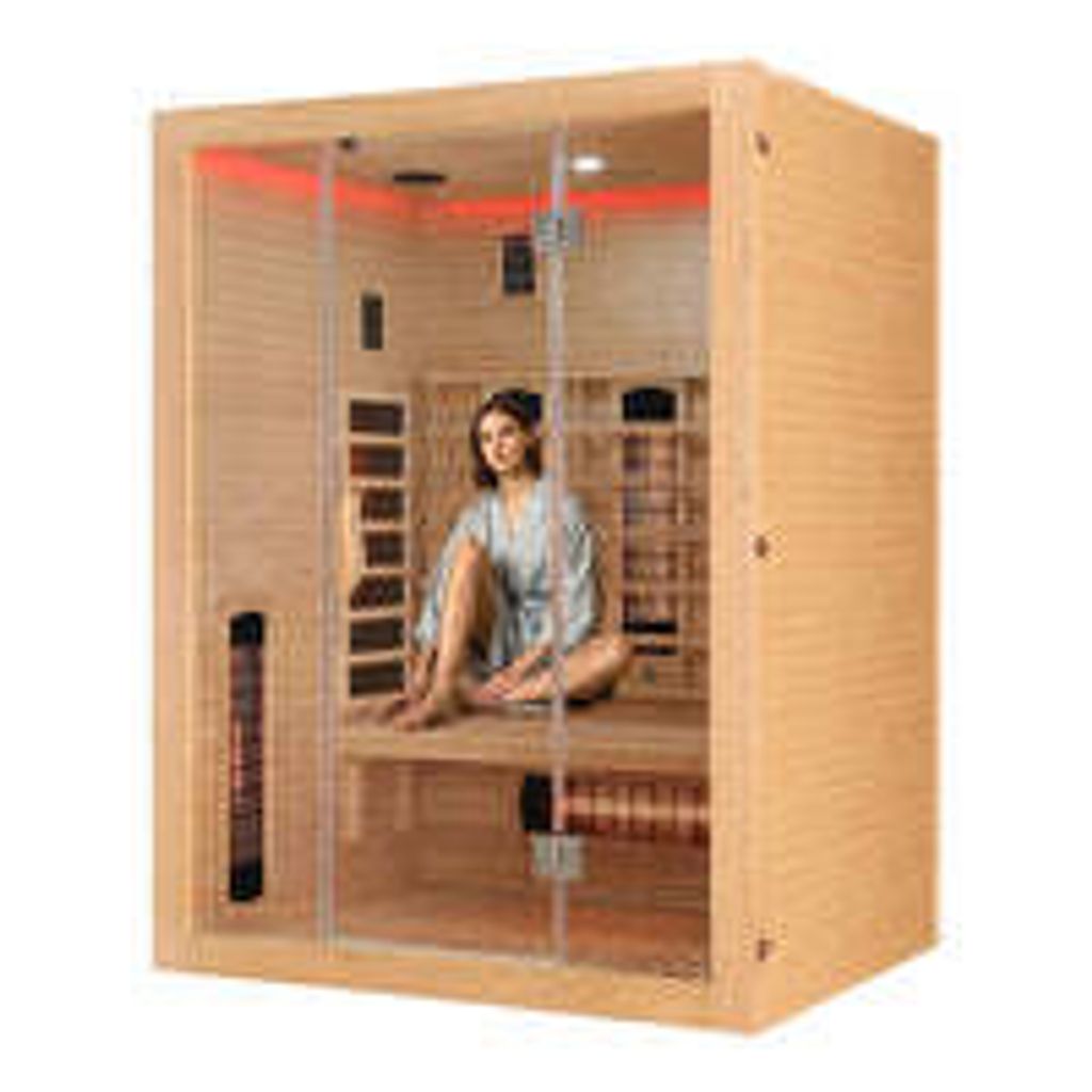 Infrarotkabine Infrarotsauna OPEN - Für 3 Personen - 6 Vollspektrumstrahler - MP3-Player (inkl. Bluetooth) - Lautsprecher - Mit Farblichttherapie