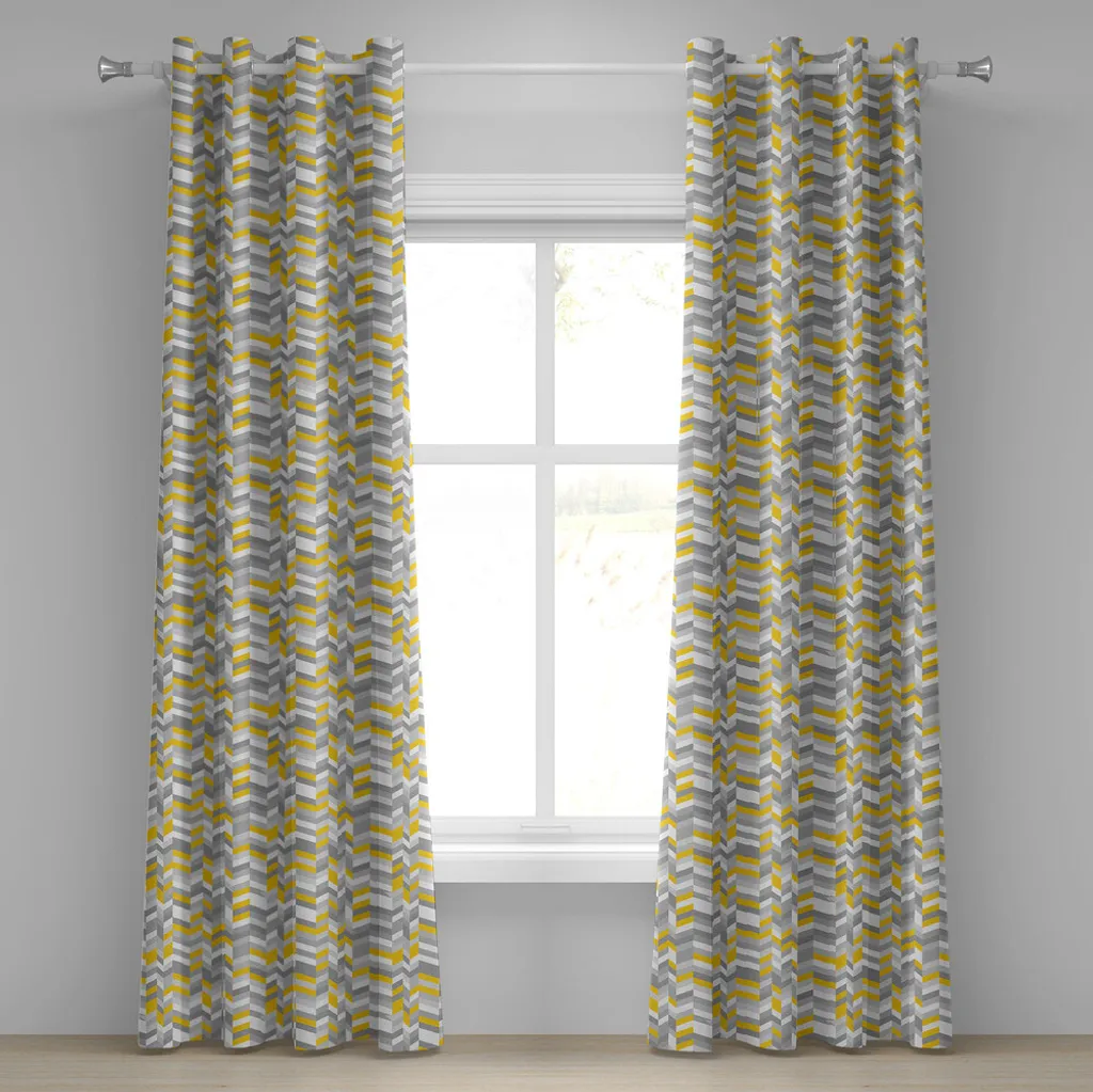Tende ABAKUHAUS Geometriche Grigio Giallo 280x245 Foto Perfette