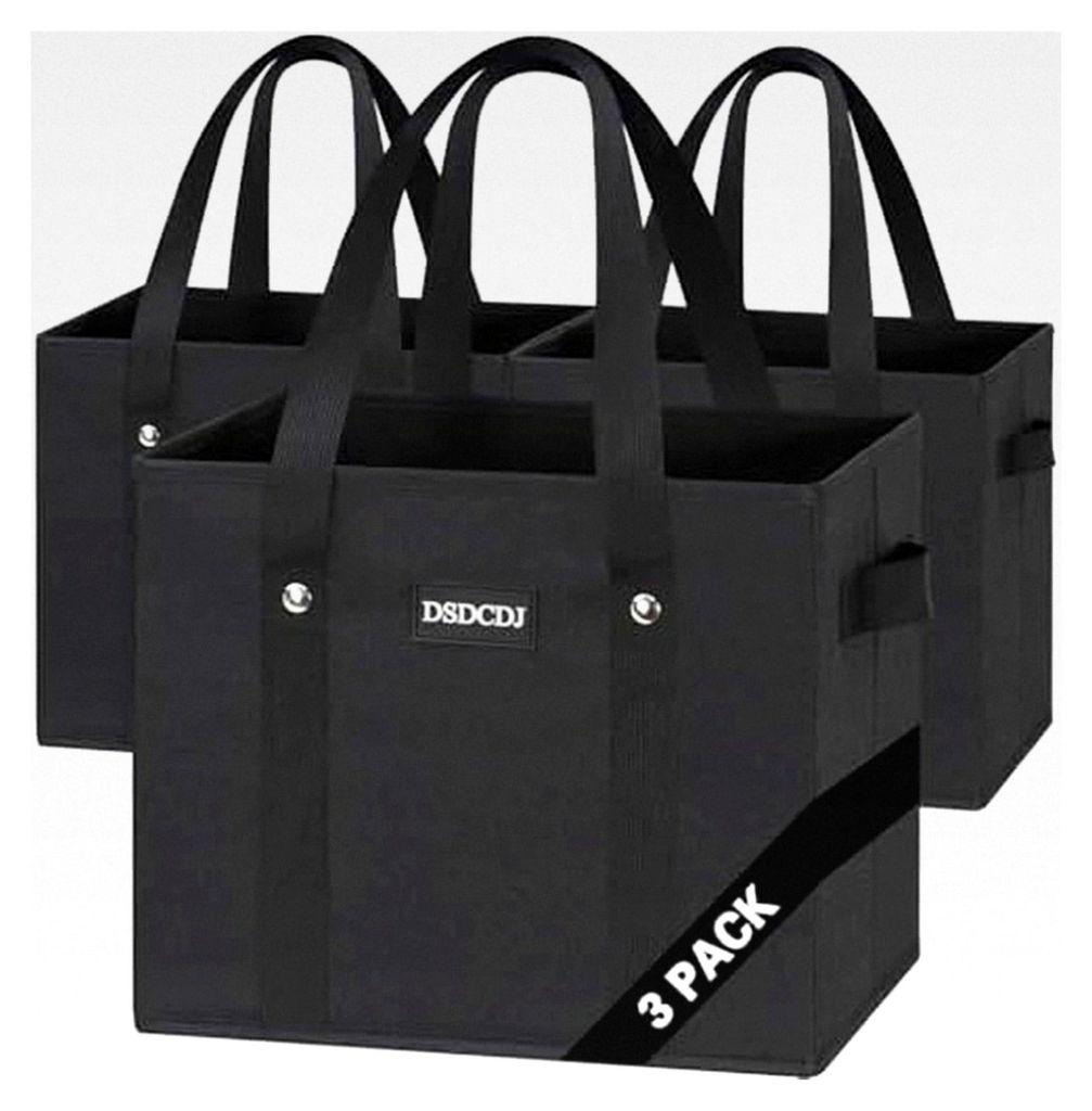 Faltbarer Einkaufskorb 3er Set – Stabile Einkaufstasche mit Henkel und verstärktem Boden – Ideal für Einkaufswagen und Kofferraum