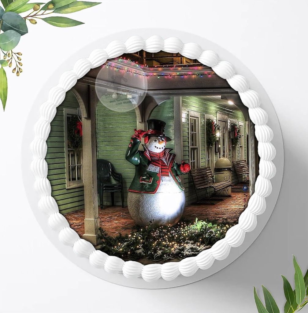 Für die Geburtstags Torte ein Tortenaufleger, Zuckerbild mit dem Motiv: Weihnachten, Essbares Foto für Torten, Fondant, Ø 20cm, 0017w