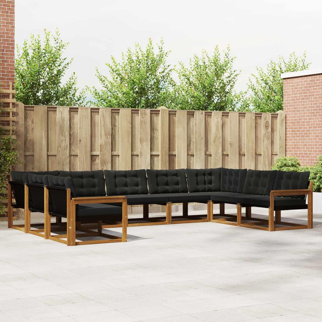 "Neues Produkt" Outdoor-Sofagarnitur ANTI-UV - CLORIS - mit Kissen - 9 pcs - Natürlich und Schwarz - Modern Gartensofas V959