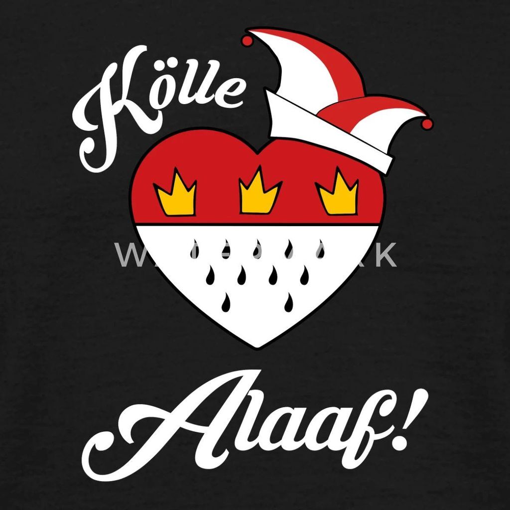 Spreadshirt Kölle Alaaf Herz-Wappen Kostüm Für Karneval Männer T-Shirt, L, Schwarz