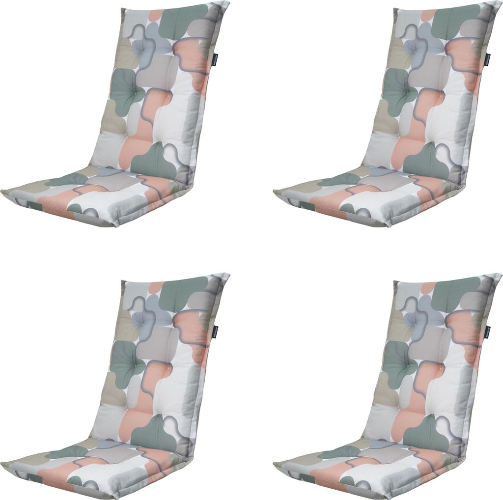 Madison - Gartenstuhlauflage High Back Grafi salmone - Ca. 123x50 cm - 4er-Set