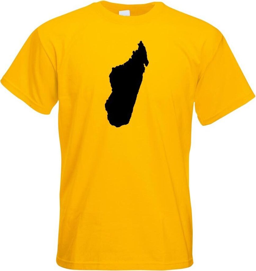 Kiwistar - T-Shirt - gelb - Madagaskar Umriss Kontur Herren Funshirt Bedruckt Design Sprüche Spruch Motive - mit Motiv Bedruckt - Funshirt Design ...