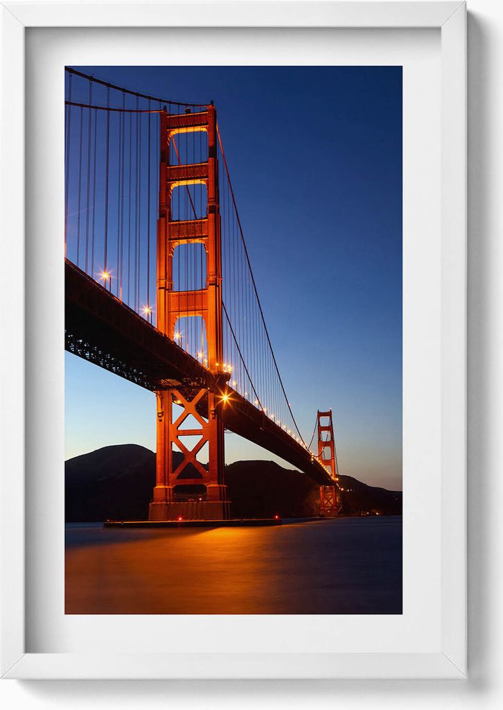 Golden Gate Bridge– Wandbild mit Rahmen – Gerahmtes Bild – Wanddekoration – 40x60 cm – Weiß