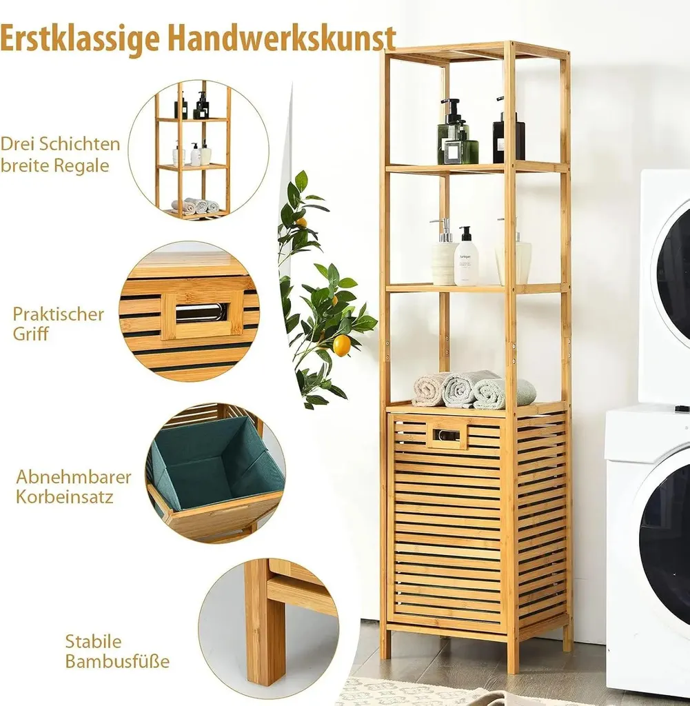 Meuble salle de bain anti-humidité avec panier à linge dissimulé - 5