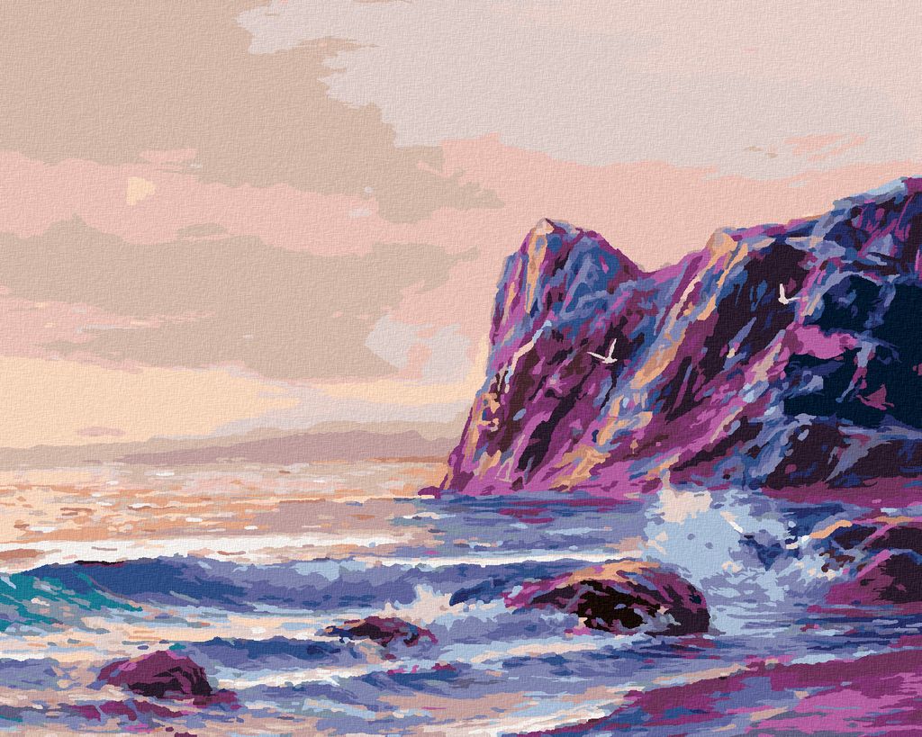 Zuty - Malen nach Zahlen - FARBENFROHER SONNENUNTERGANG ÜBER DEM MEER, 40x50 cm, ohne Keilrahmen