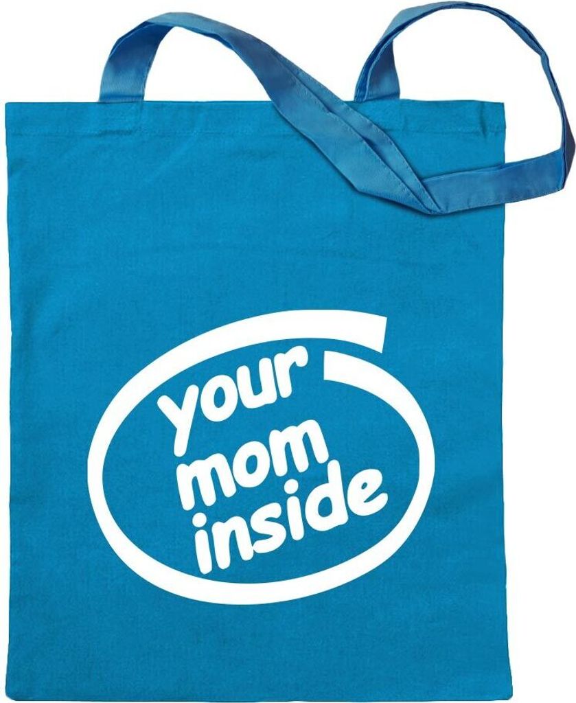 Kiwistar - Baumwolltasche - hellblau - Your Mom Inside - Tragetasche Stoffbeutel Umhängetasche Langer Henkel