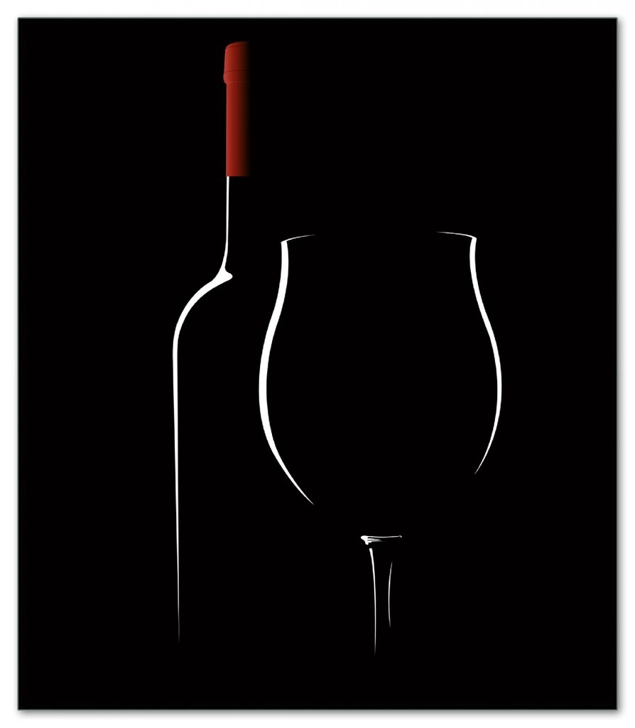 Wallario Herdabdeckplatte aus Glas, Größe 52 x 60 cm 1-teilig, Motiv Rotwein bei Nacht
