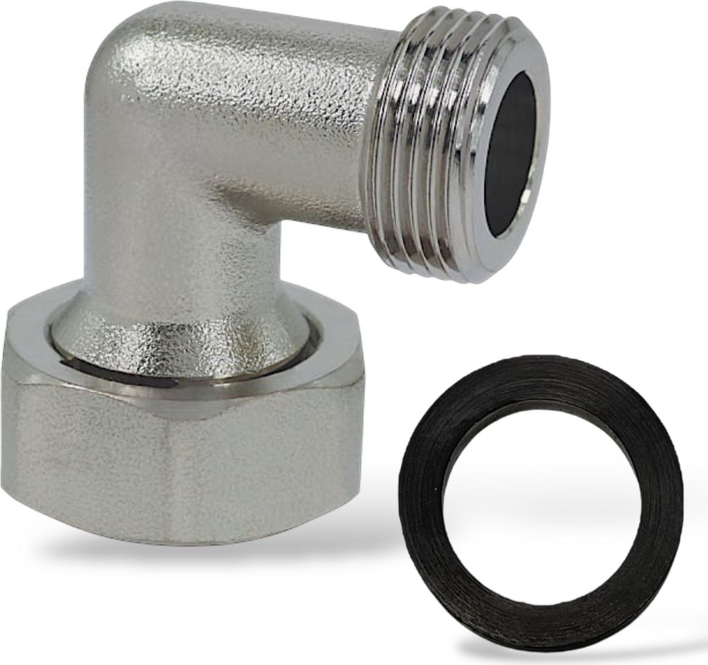 Winkel 90° Messing vernickelt 3/4" AG x 1" IG Produktbild 