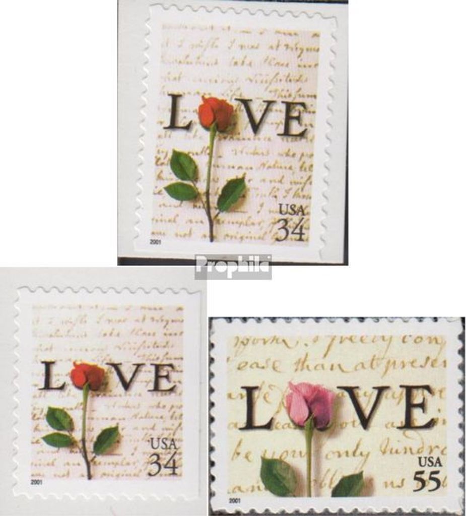 Briefmarken USA 2001 Mi 3432-3434 (kompl.Ausg.) postfrisch Grußmarken
