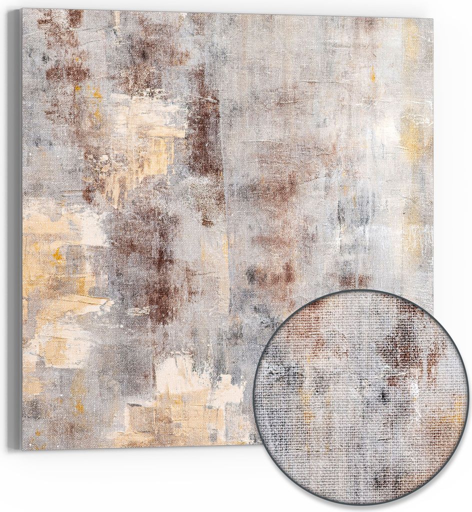 DEQORI Hybrid Leinwand Bild 50x50 cm 'Verwitterte Eleganz' Wandbild Glas flach modern
