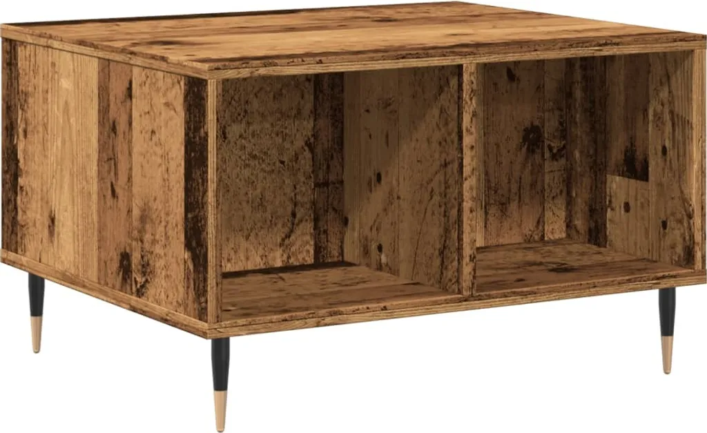 SYFAX™ Tavolino Salotto Legno Antico 60x50cm - Design Industriale Robusto