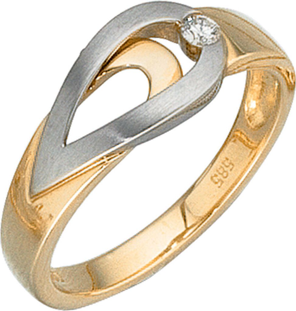 Damenring Ring mit Diamant 585 Gold Gelbgold Weißgold Fingerschmuck Goldring Innenumfang 54mm Ø17.2mm