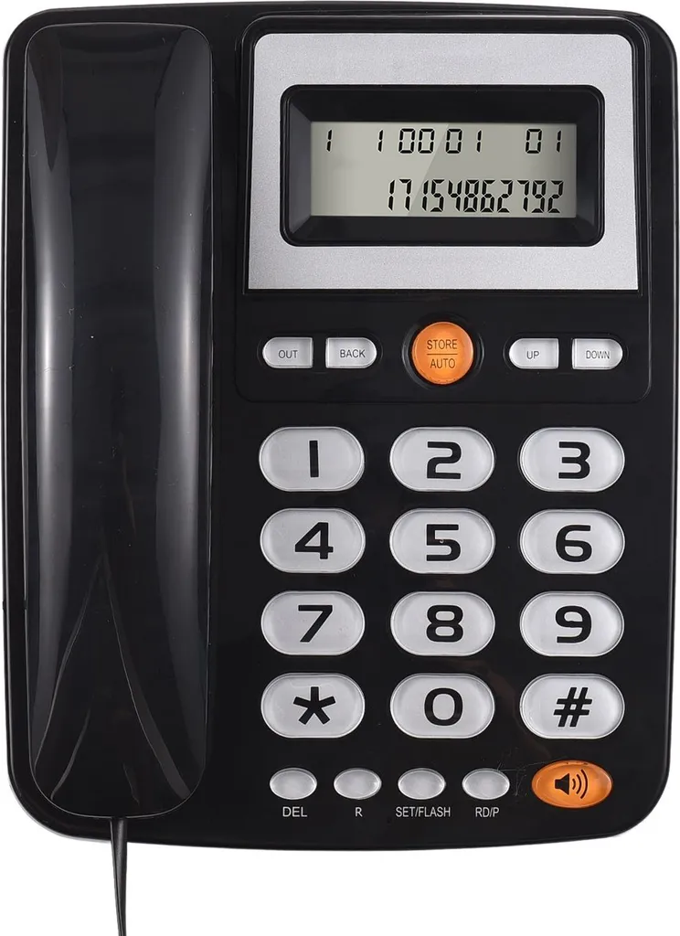Téléphone à gros boutons avec afficheur LCD, mains libres et double port RJ11