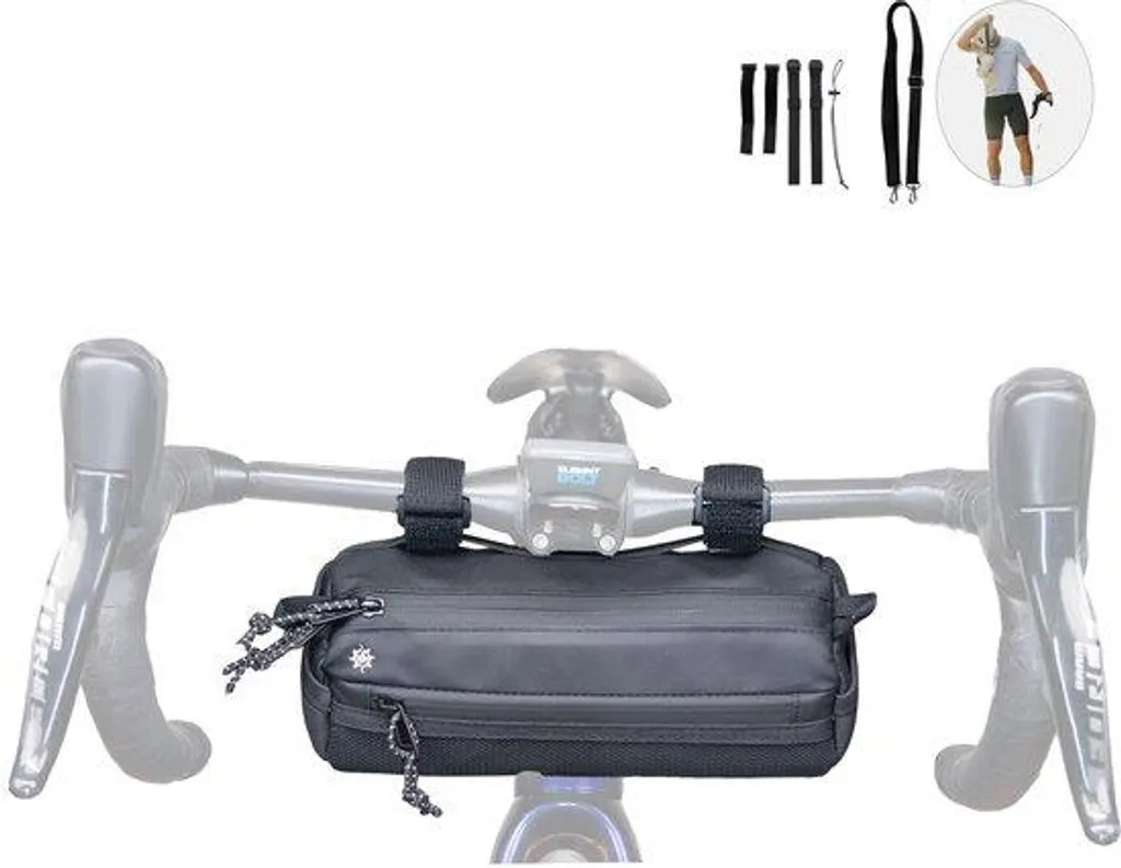 Sacoche de vélo étanche pour guidon avec fixation rapide - Noir Mat