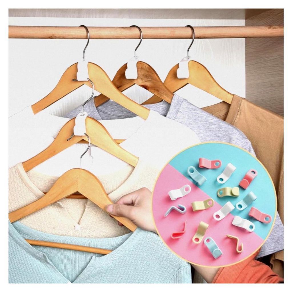 10 Stück platzsparende Kleiderbügel mit Verbindungshaken, Kunststoffhaken für Kleiderschrank-Organizer, Weiß