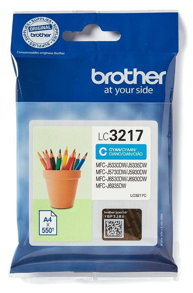 Brother LC3217C, Cyjan, 1 szt., 550 stron(y), Jednopak Zdjęcie produktu 