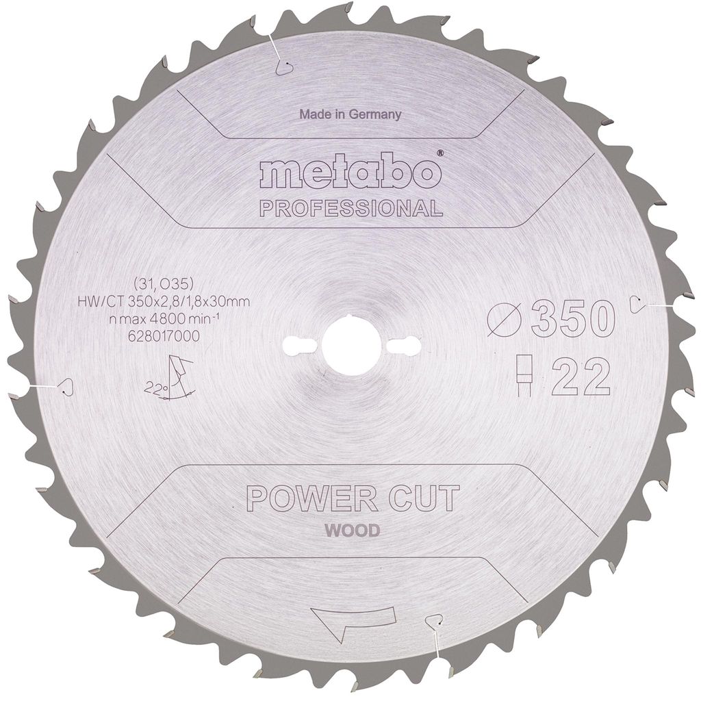 Metabo Sägeblatt power cut wood - professional, 350x30, Z22 FZ 22°