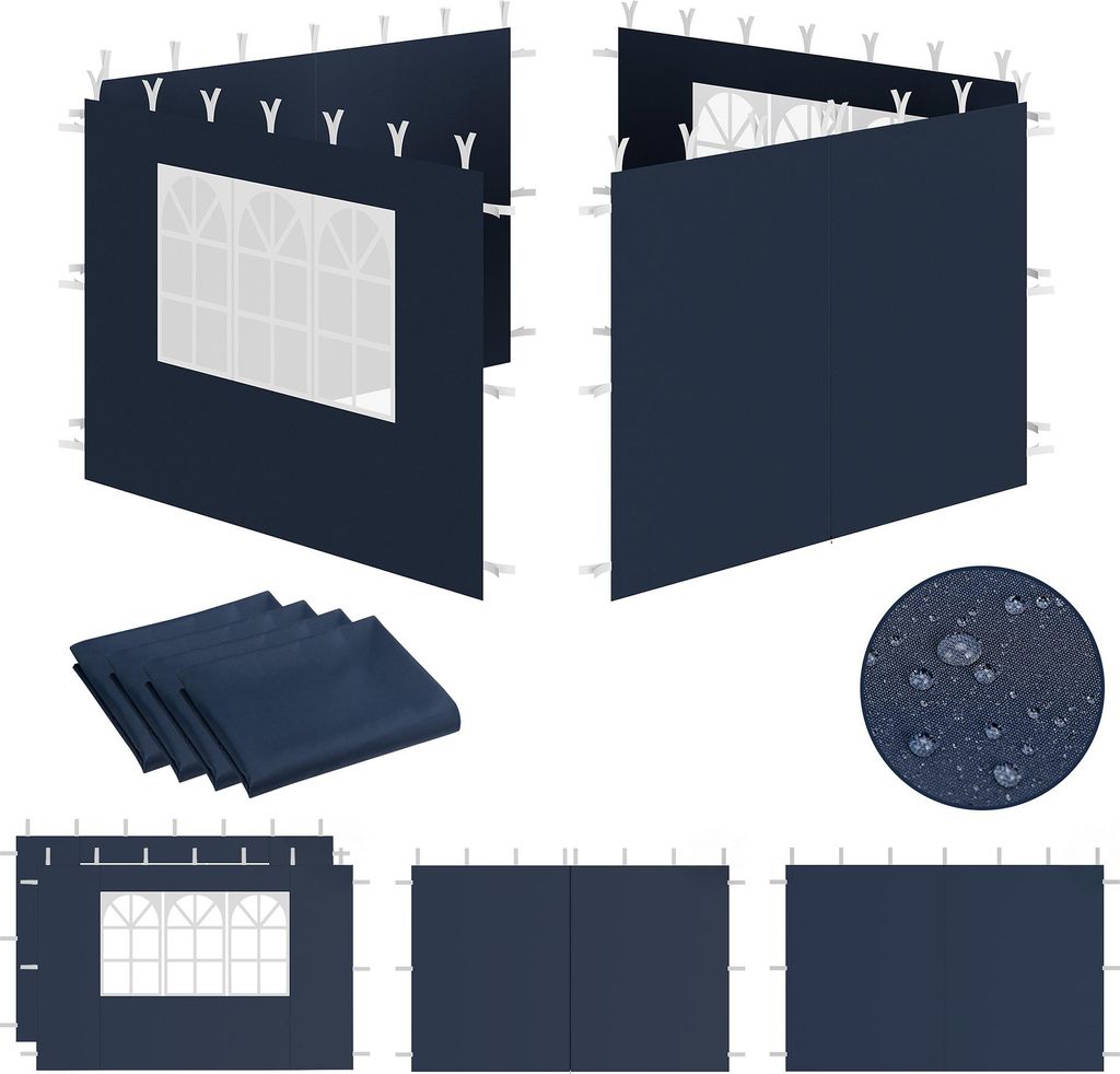 Zelsius Seitenwände für Pavillon 3x3 m, 4-teilig, Blau, Produktbild 