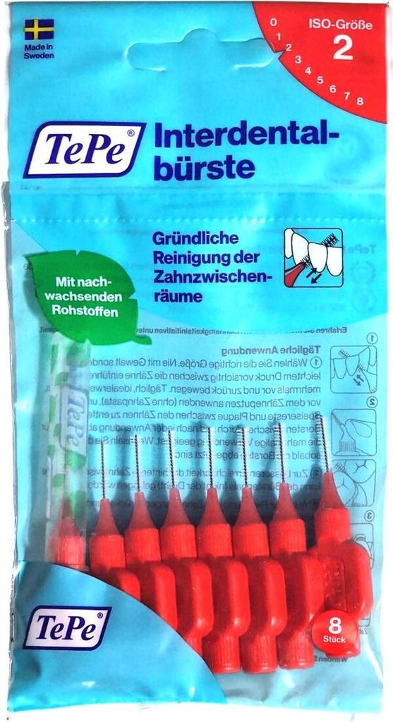 TePe Interdentalbürsten - 8 Stück, 0,5 mm Roter Griff - Für Produktbild 