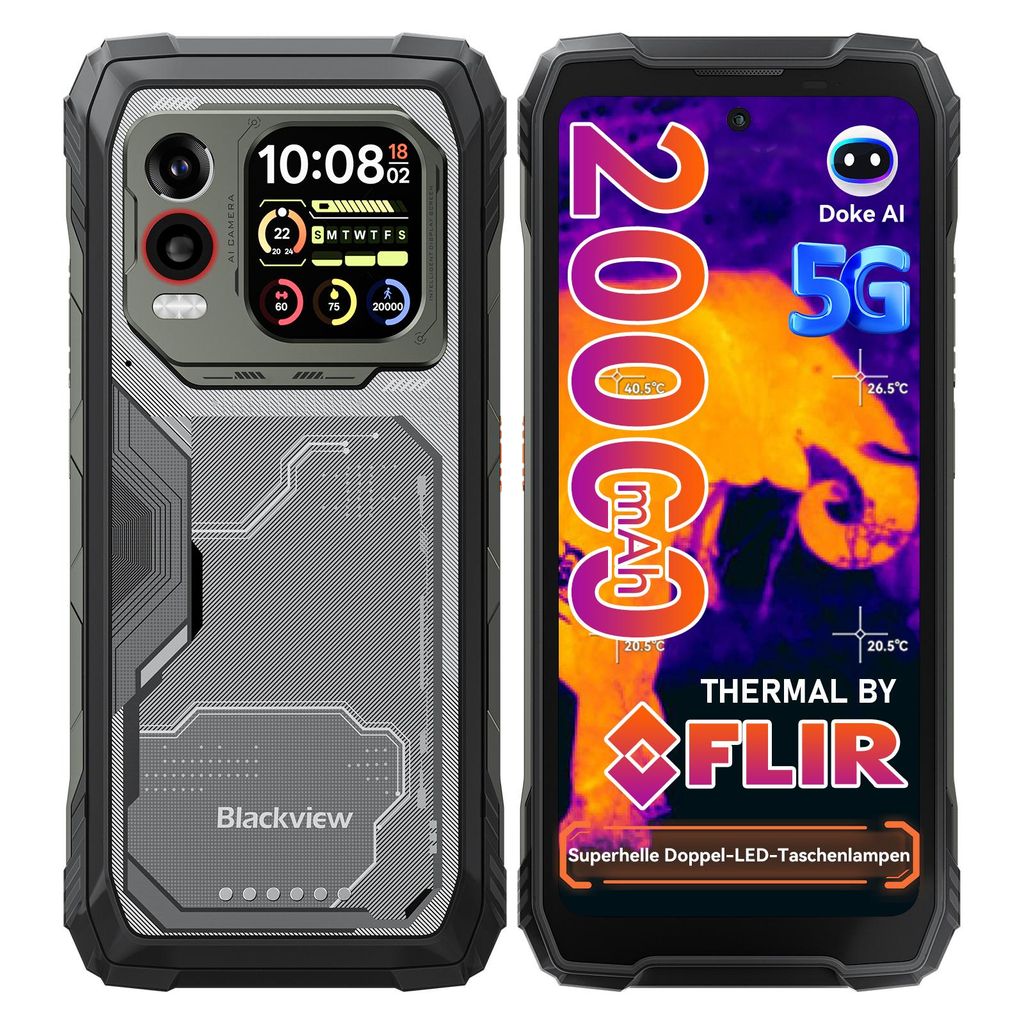 【FLIR Wärmebildkamera + 20000mAh】Blackview XPLORE 1 Pro Outdoor Smartphone - IP68/IP69K/MIL-STD-810H | 6.78" 120Hz Display | 64MP Kamera | Dua...
