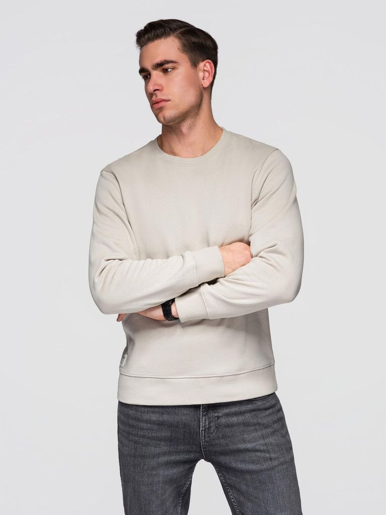 OMBRE Herren Sweatshirt Basic Rundhals Langarm OM-SSBN-0271 light grey M