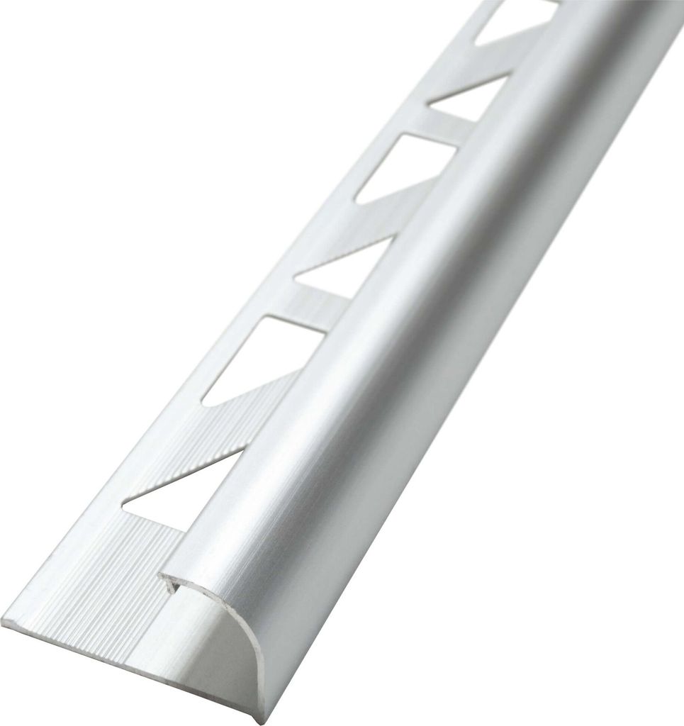 Dalsys Fliesenschiene Viertelkreisprofil Aluminium (eloxiert) Chrom glänzend 2,5m x 10mm, Rundprofil Halbrundprofil