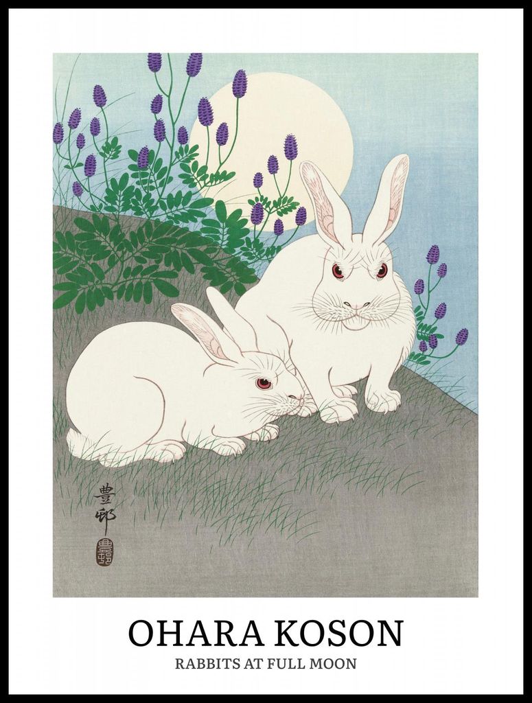 Plakat 60x80cm Design Kaninchen, Koson Vintage für das Wohnzimmer