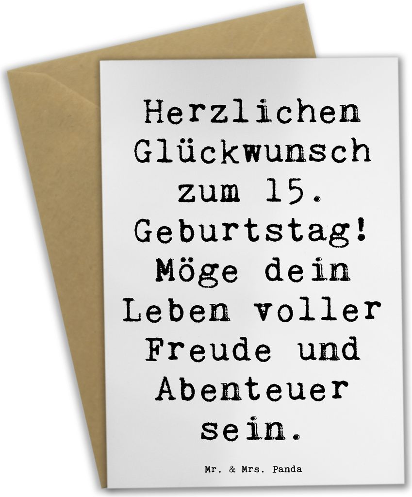 Mr. & Mrs. Panda Grußkarte Spruch 15. Geburtstag Glückwünsche - Weiß - Geschenk, Feier, osterkarte, Handgefertigt, einladungskarten, Alter, Gru...