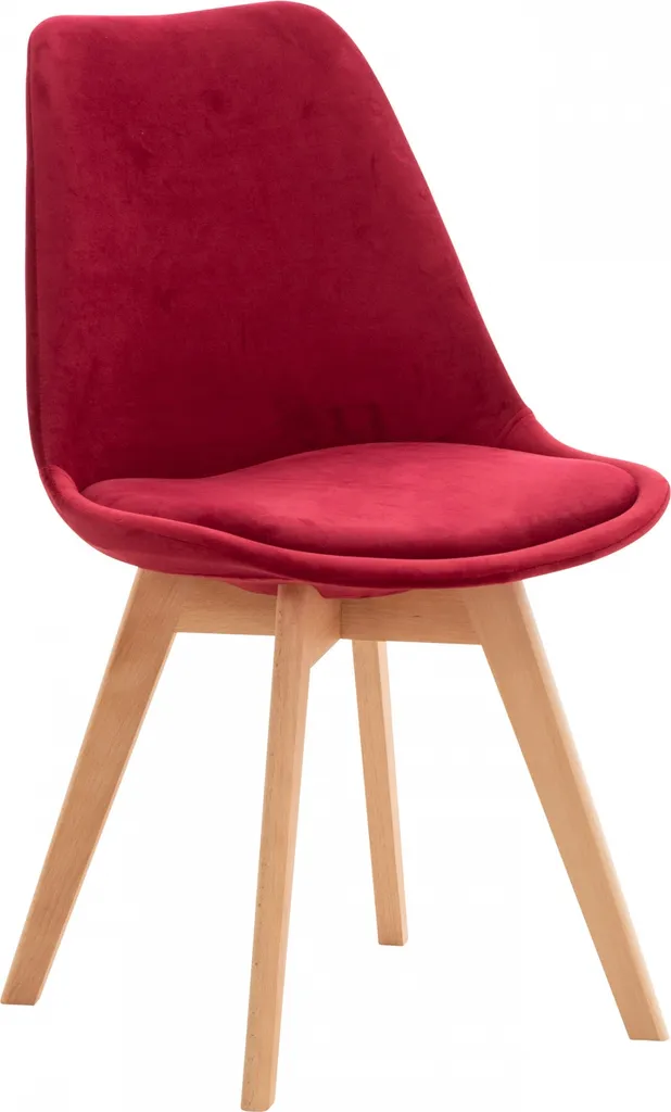 CLP Sedia Linares in Velluto Rosso e Legno Faggio | Sedia Design Scandinavo