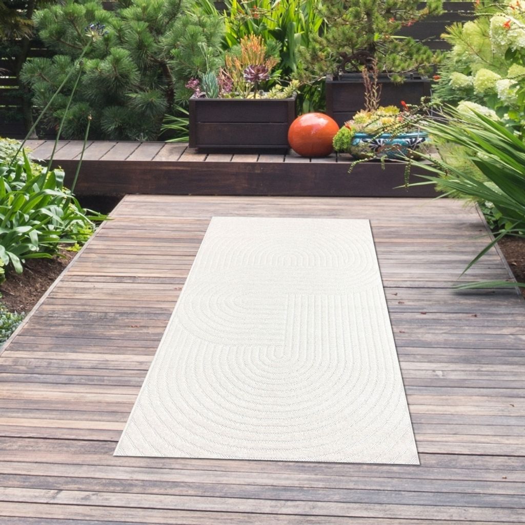 Stylische In- und Outdoor Teppich in creme Größe - 80 x 250 cm