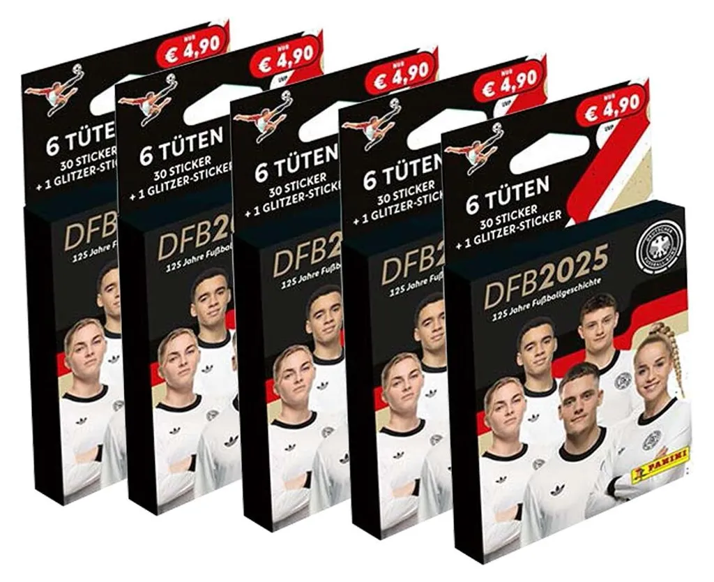 Autocollants DFB 2025 édition collector 125 ans : lot de 5 blisters exclusifs